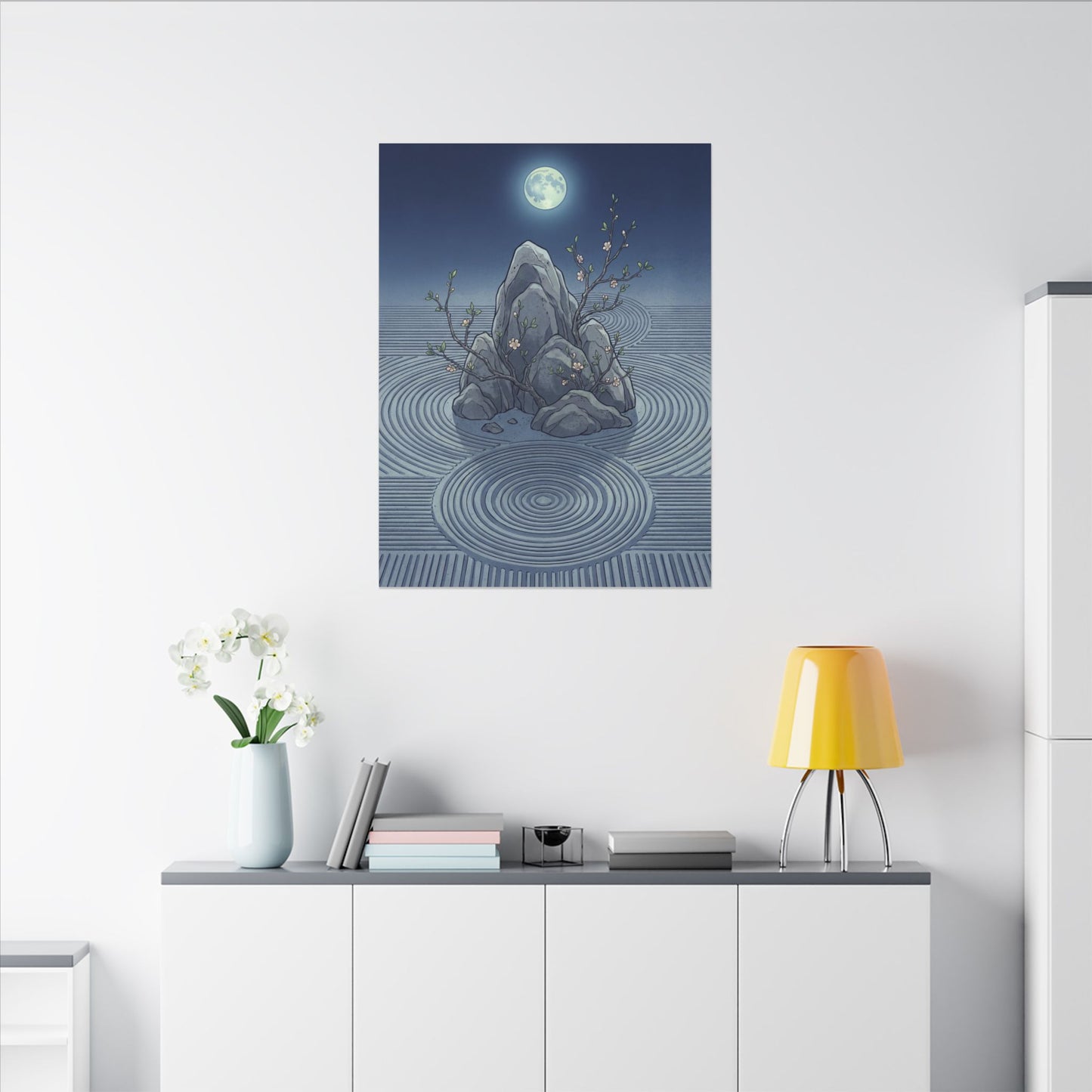 Spring Rock Garden Ukiyo E Inspired Canvas Art | Tranquil Decor