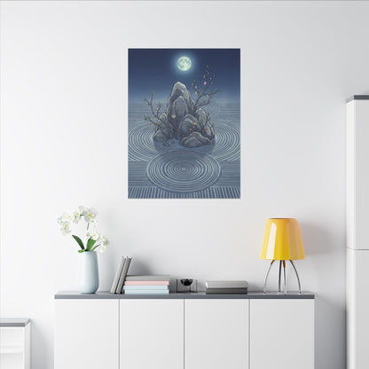 Spring Rock Garden Ukiyo E Inspired Canvas Art | Tranquil Decor