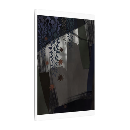 Wisteria Autumn Canvas Art | Dark Japandi Moody Design