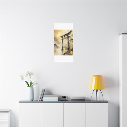 Spring Torii Gate Sumi E Canvas Art | Tranquil Decor