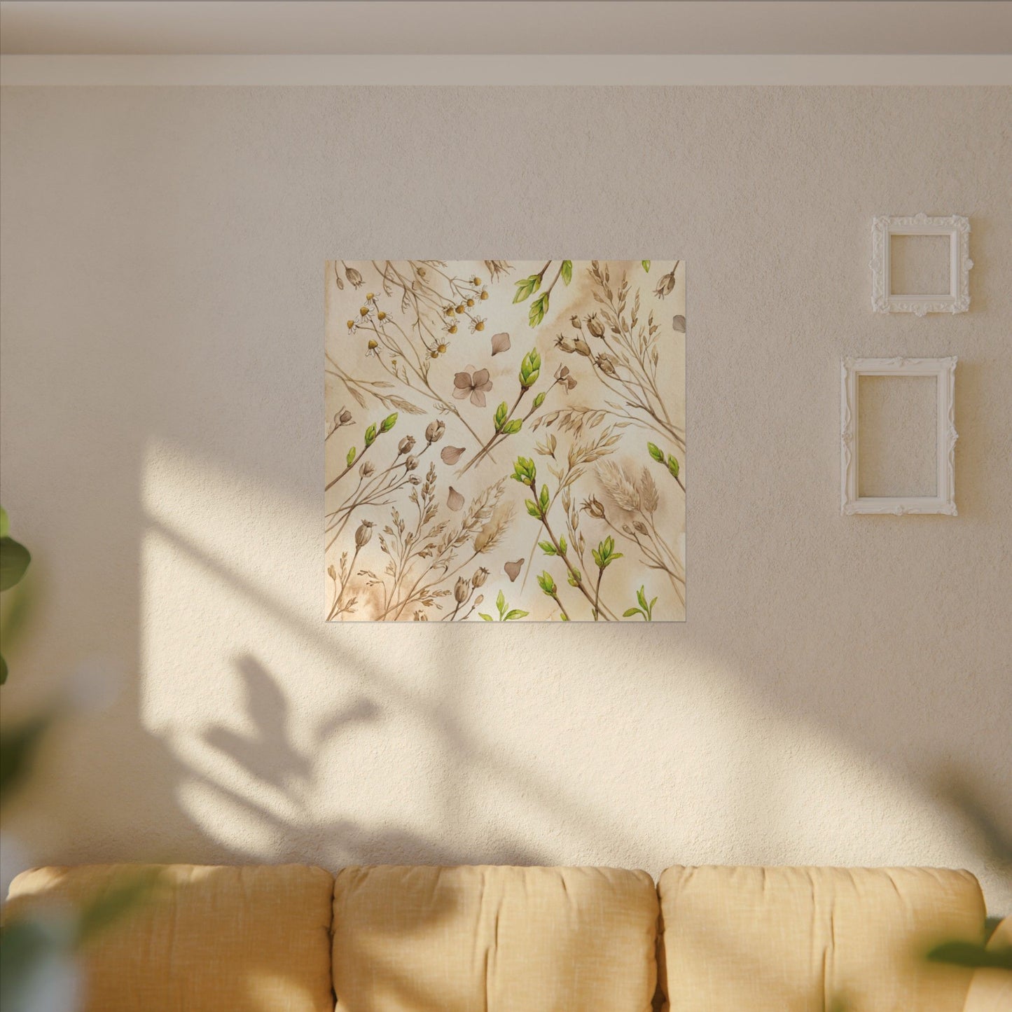 Spring Dried Flowers Watercolor Canvas Art | Earthy Decor