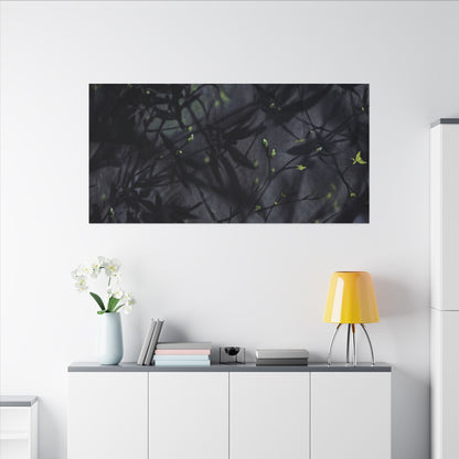 Shadow Play Spring Canvas Art | Dark Japandi Atmospheric Design