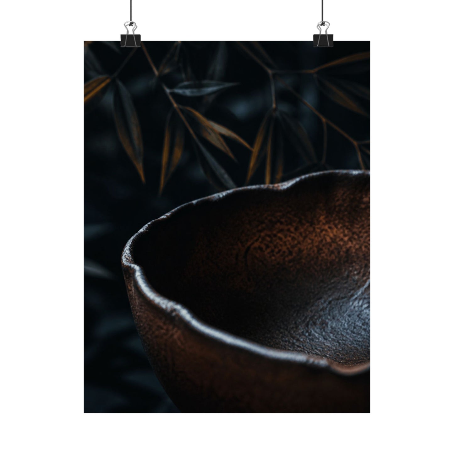 Moonlight Ceramic Bowl Wall Art Print - Dark Japandi Kanso