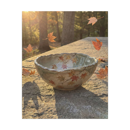 Japandi Ceramic Bowl in Golden Hour | Japanese Pattern Canvas Art
