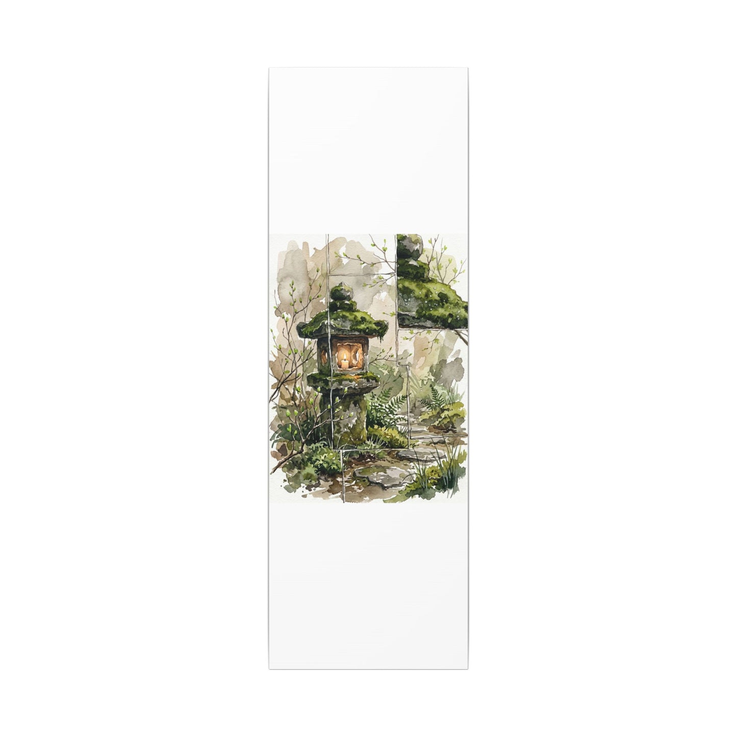 Stone Lantern Watercolor Canvas Art | Elegant Japandi Art