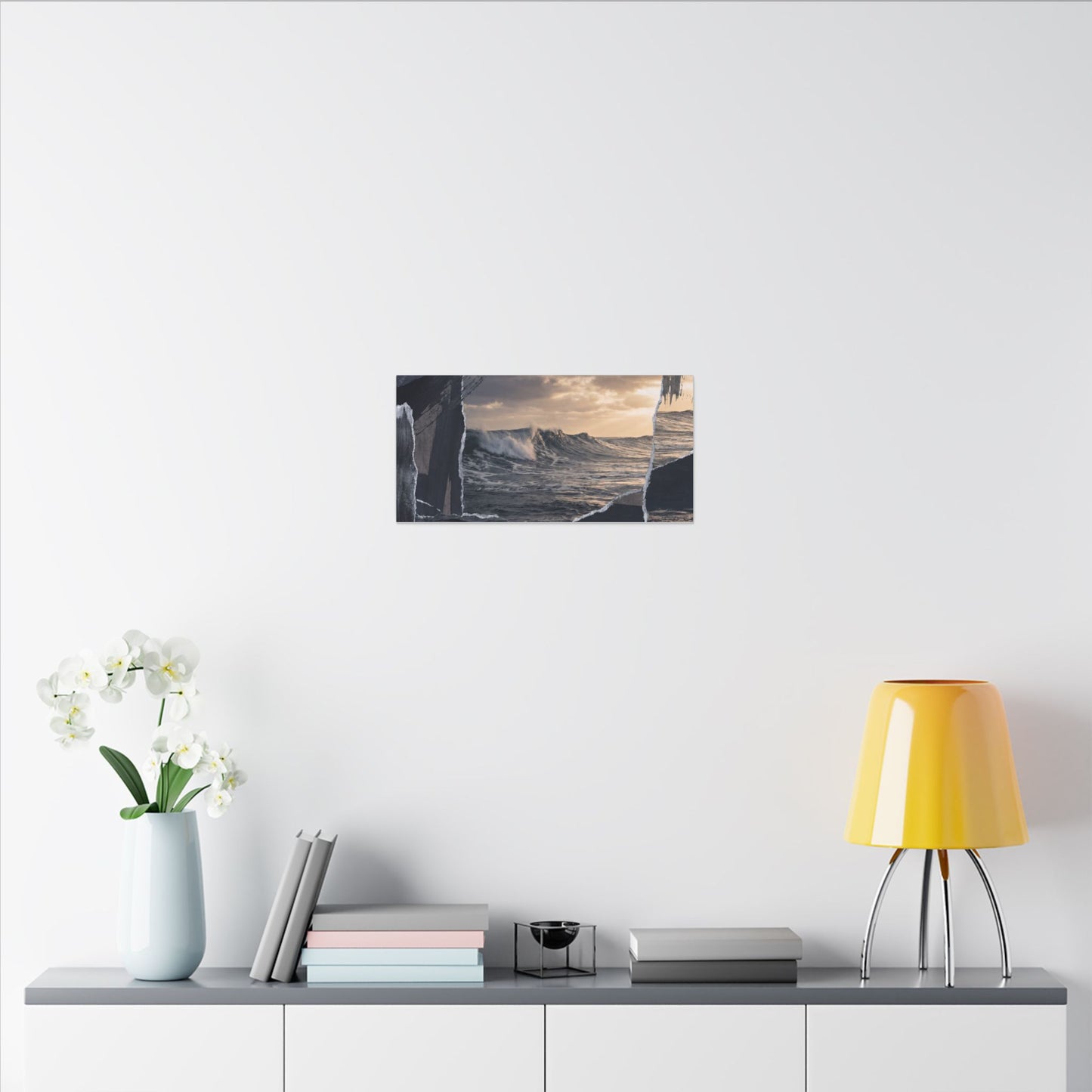 Fukinsei Ocean Wave Canvas Art - Dark Japandi Shadow Zen