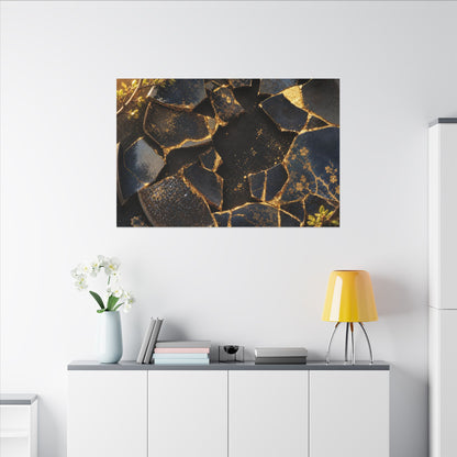 Golden Hour Broken Pottery Canvas Art - Kintsugi Ma