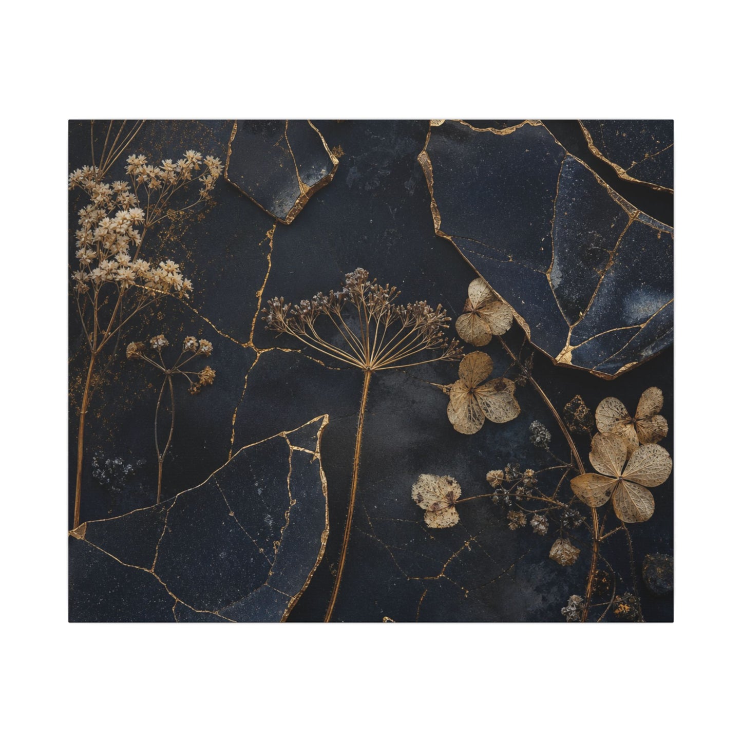 Philosophical Dried Flowers Canvas Art - Broken Beauty Kintsugi