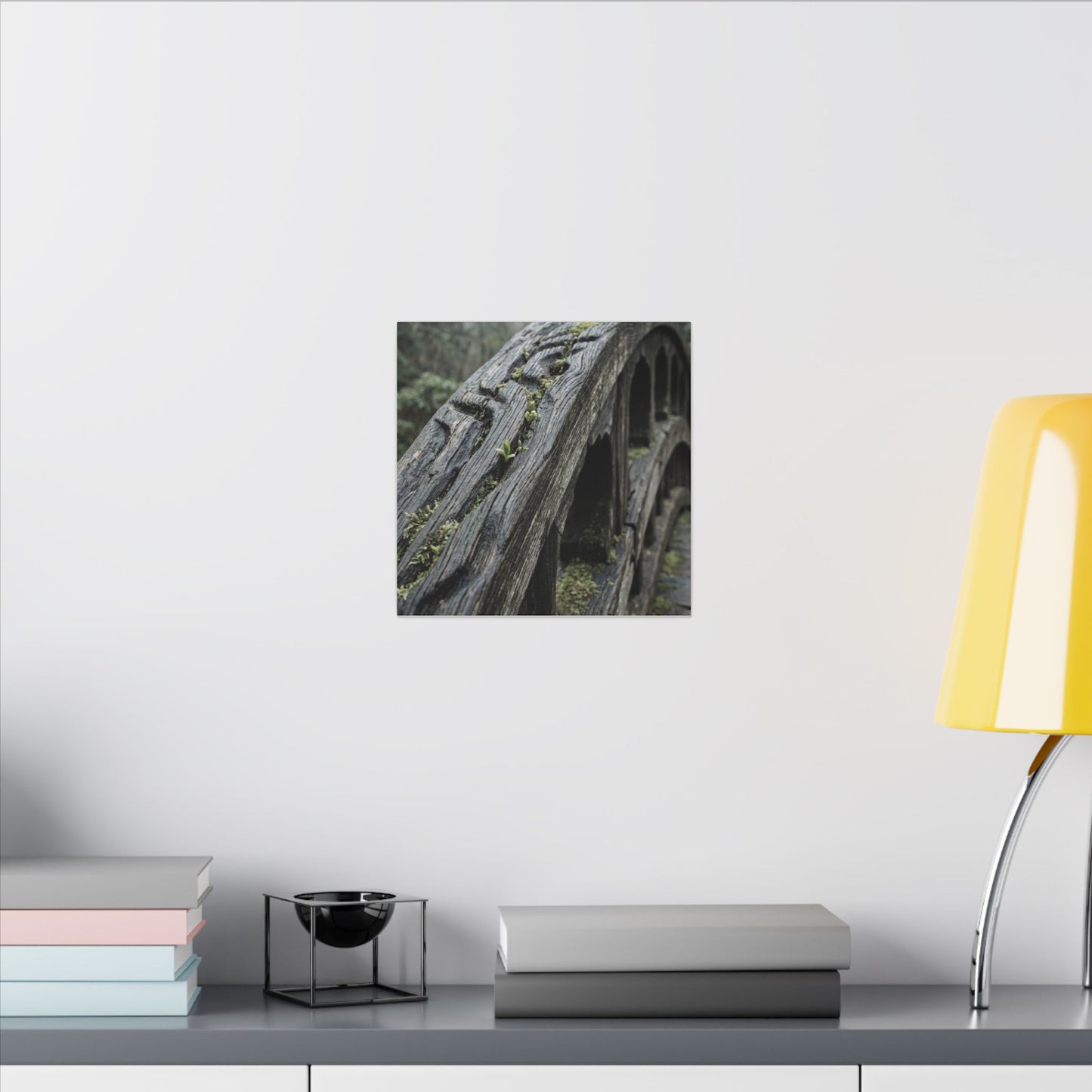 Overcast Wooden Bridge Canvas Art - Japandi Kanso