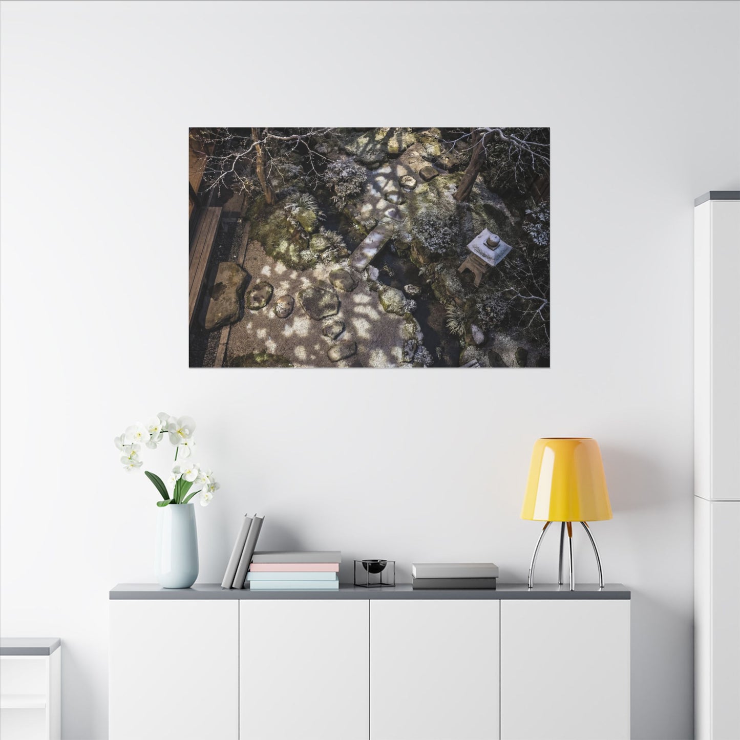 Moonlit Garden Japanese Pattern Canvas Art | Elegant Japandi Art