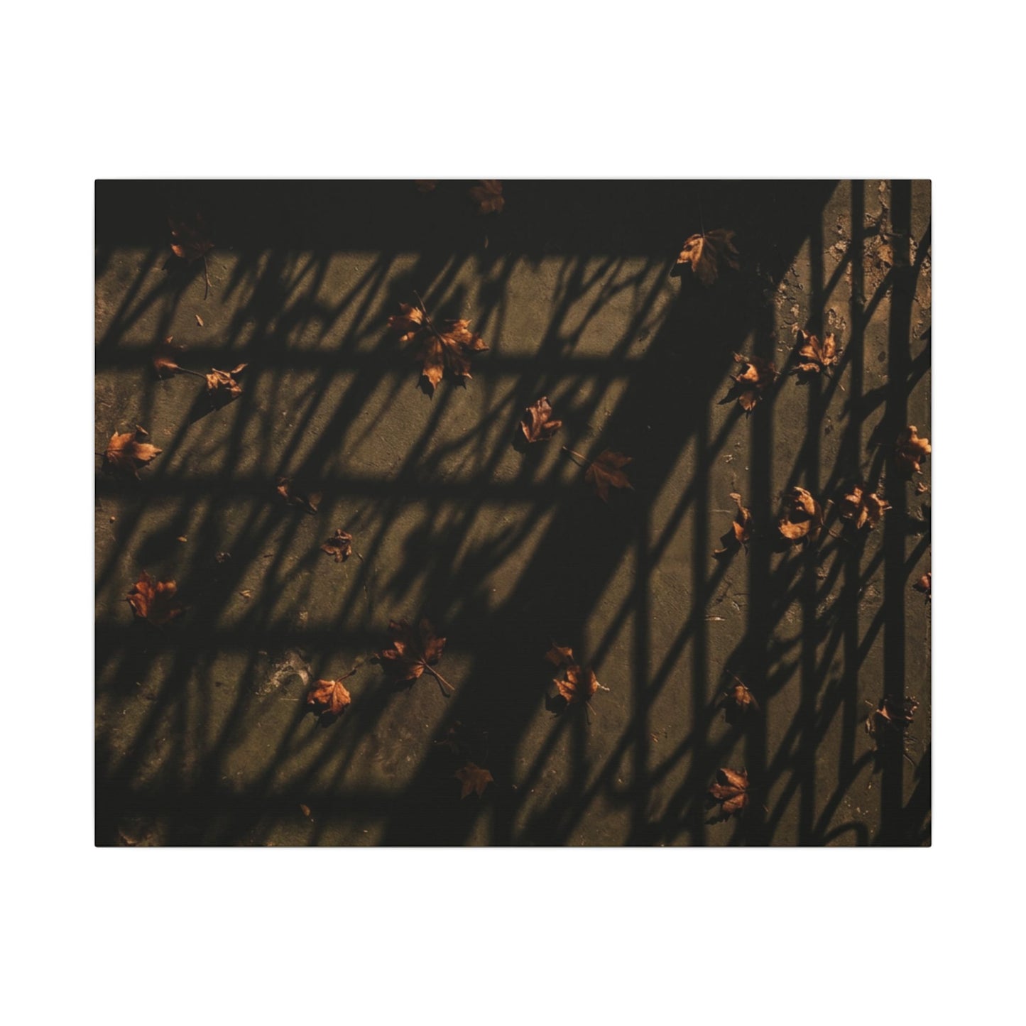 Shadow Play Canvas Art | Autumn Dark Japandi Moody Minimal Art Art Print