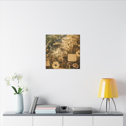 Spring Ocean Wave Herbarium Canvas Art | Nostalgic Decor