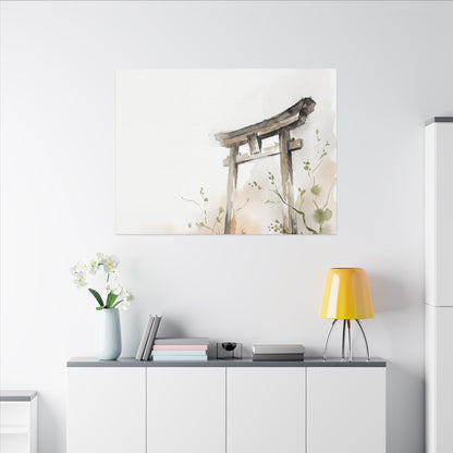 Fukinsei Torii Gate Canvas Art - Japandi Watercolor