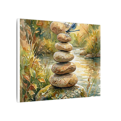 River Stones Summer Canvas Art | Japandi Cozy Design