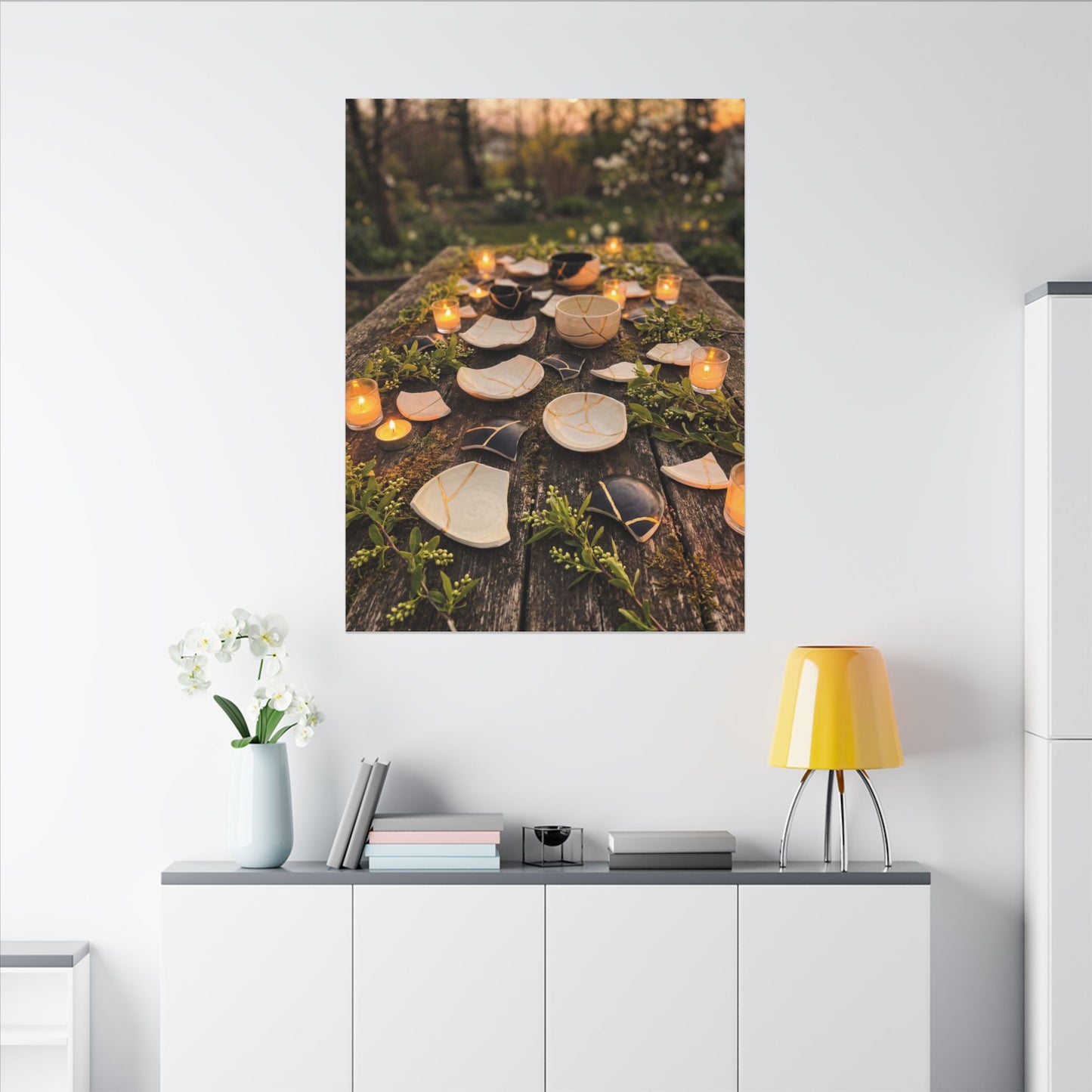Broken Pottery Spring Canvas Art | Kintsugi Beautiful Design