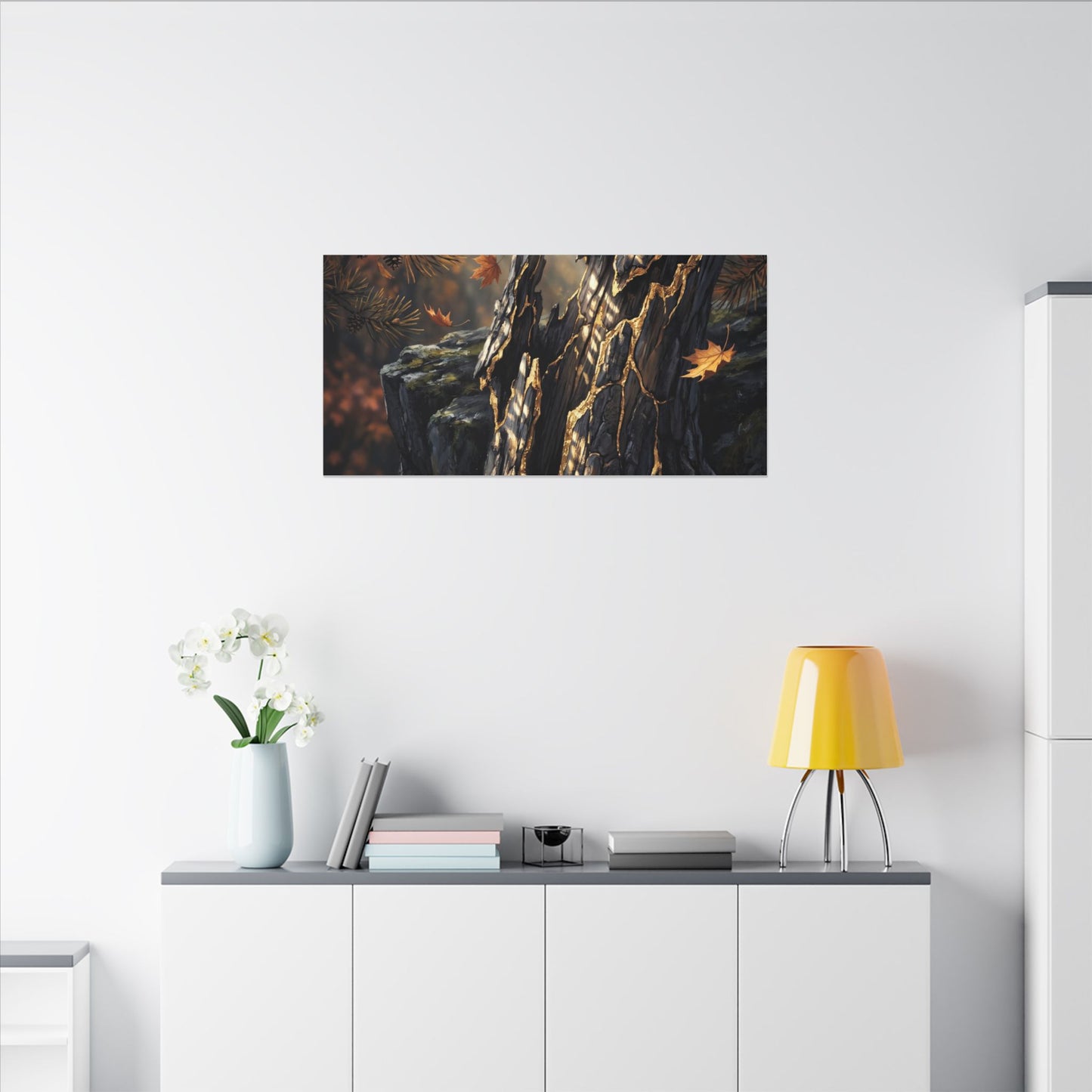 Pine Tree Autumn Canvas Art | Kintsugi Beautiful Design