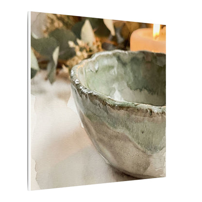 Ceramic Bowl Canvas Art | Summer Japandi Watercolor Art