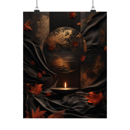 Kanso Silk Drape Wall Art Print - Dark Japandi Dark Texture