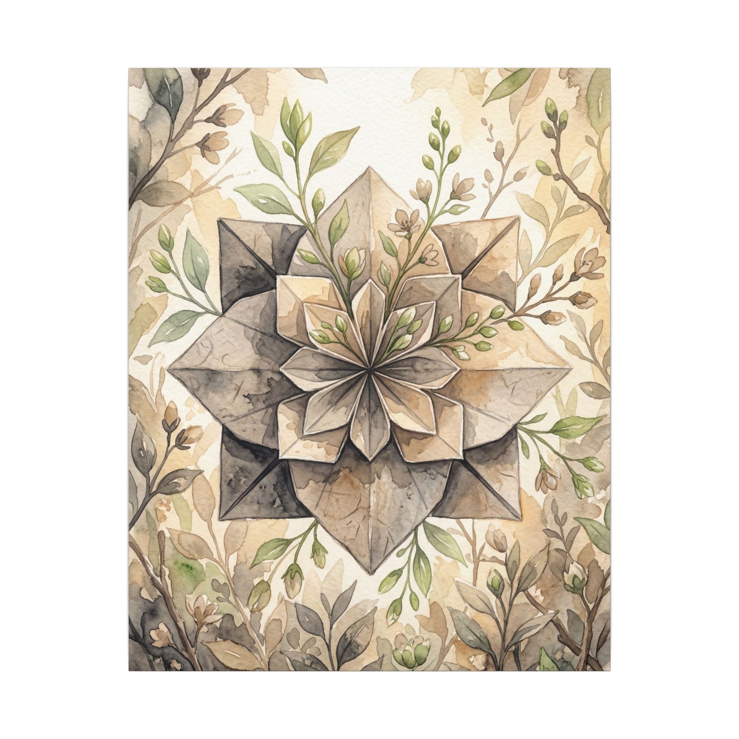 Warm Paper Fold Canvas Art - Watercolor Japandi