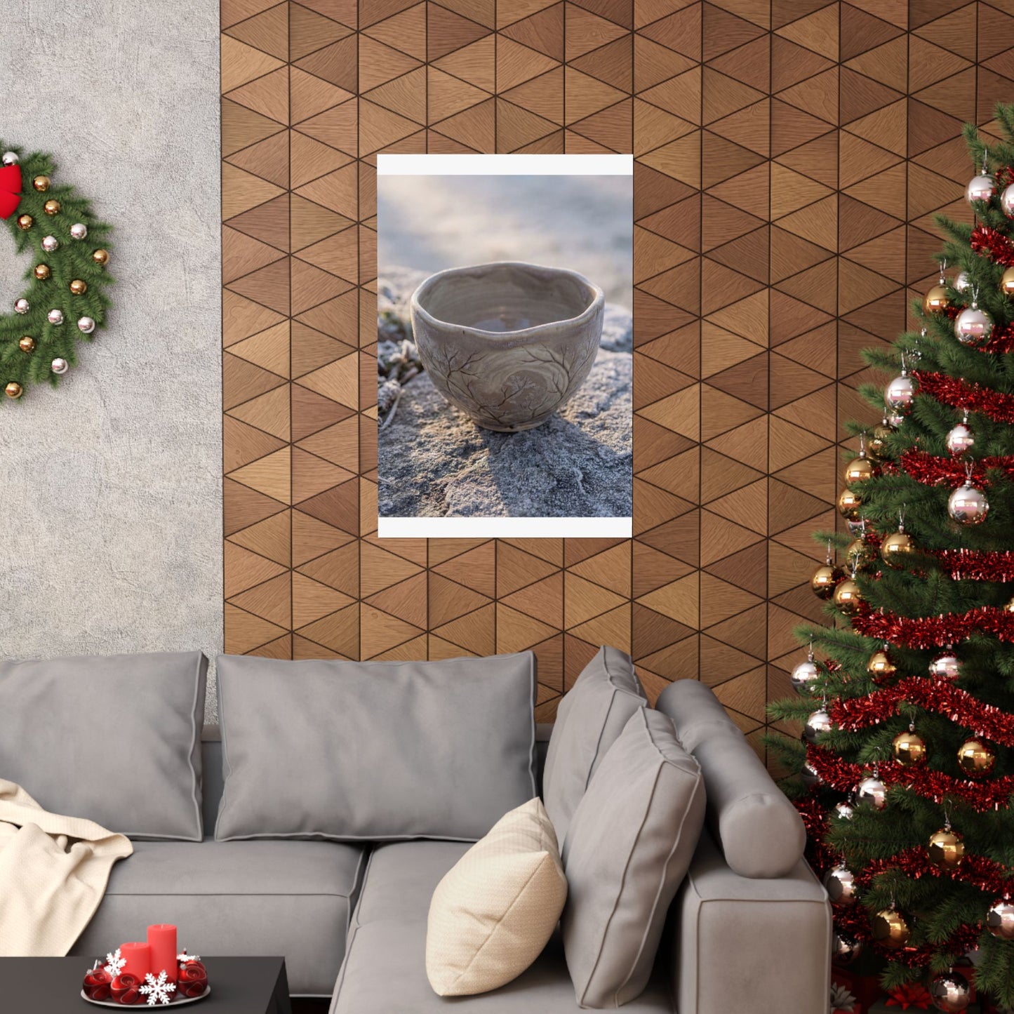 Japandi Ceramic Bowl in Dawn | Japanese Pattern Wall Art Print