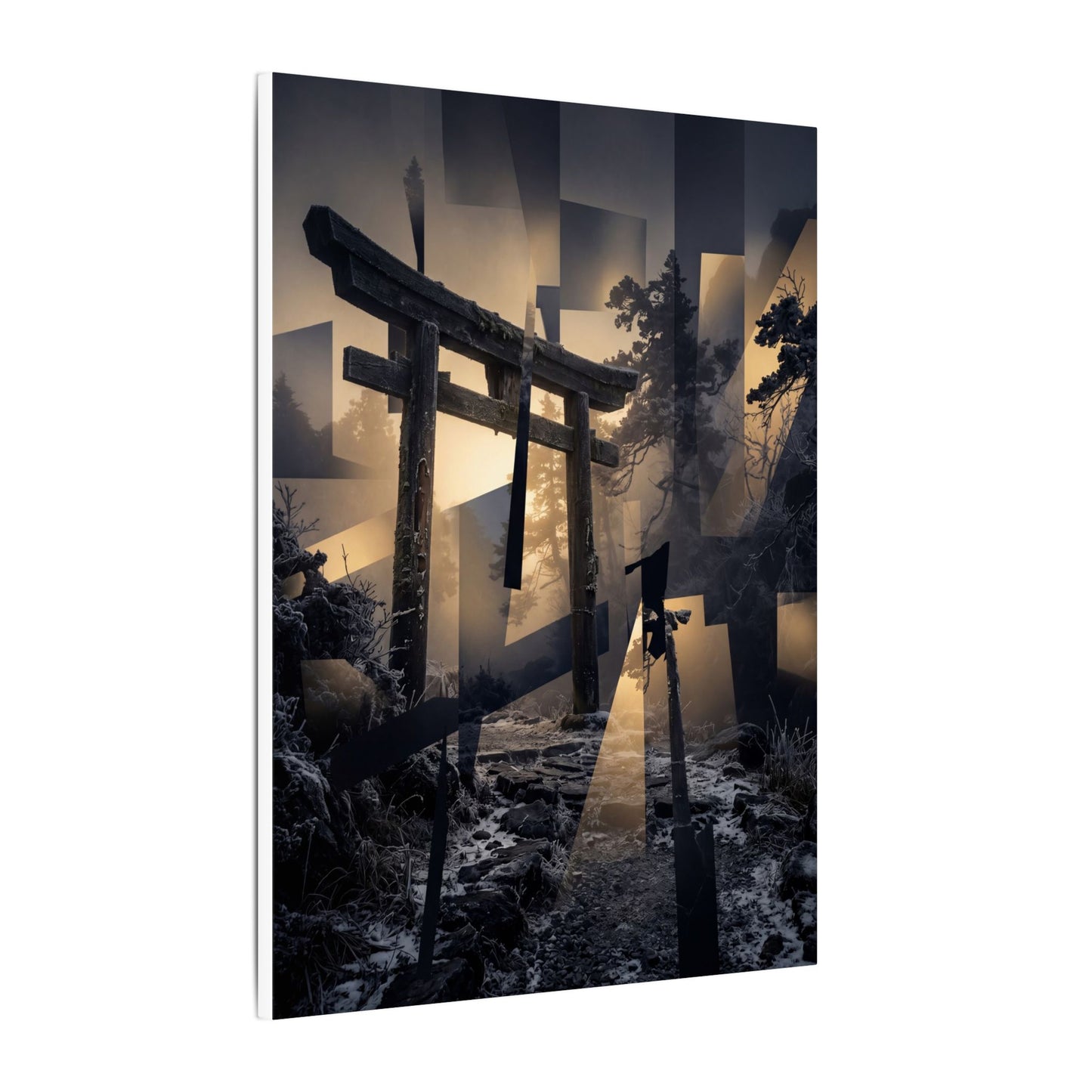 Winter Torii Gate Moody Minimal Canvas Art | Bold Decor