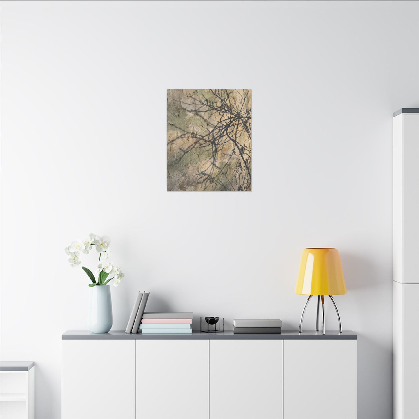 Japandi Shadow Play in Golden Hour | Texture Canvas Art