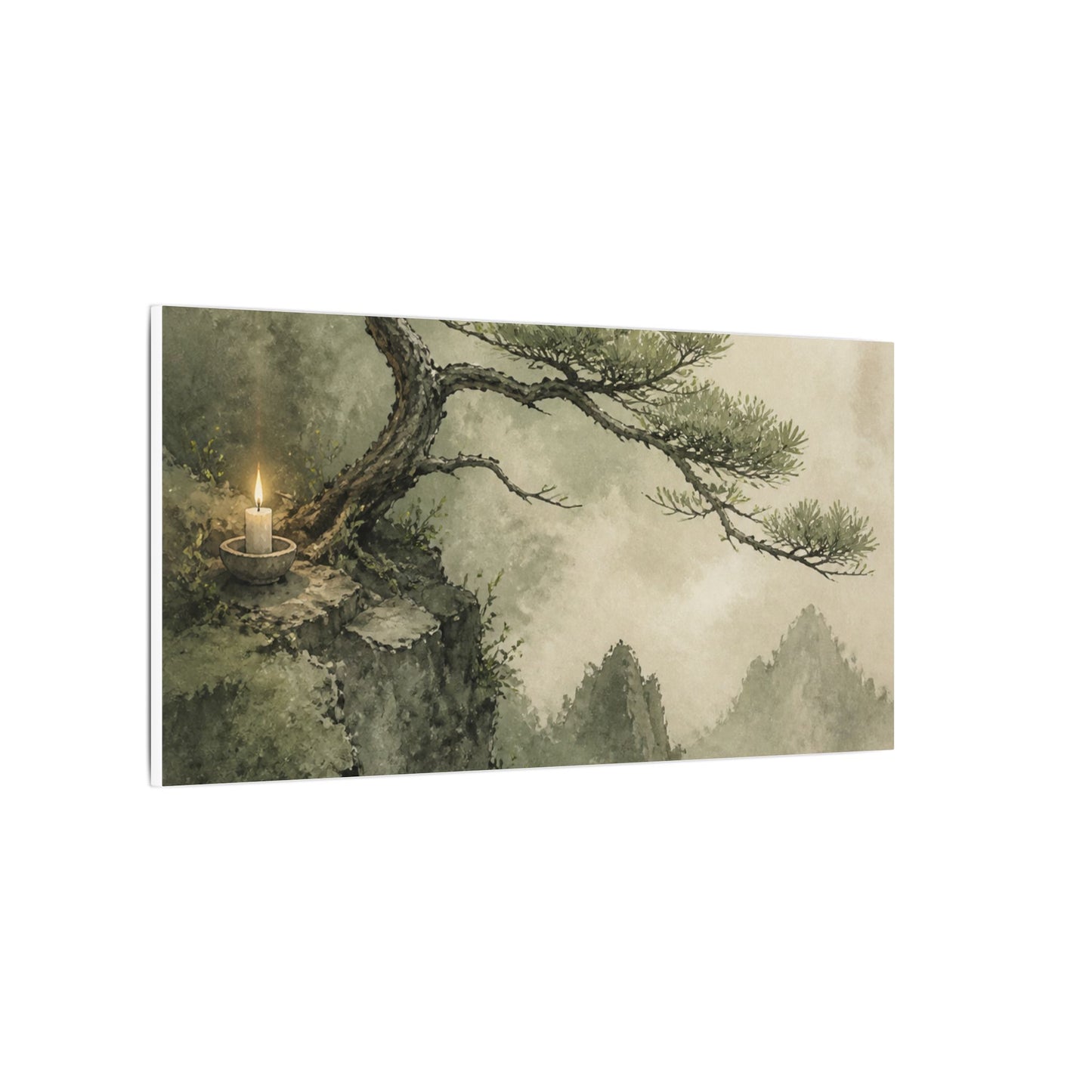Candlelight Pine Tree Canvas Art - Japandi Kanso