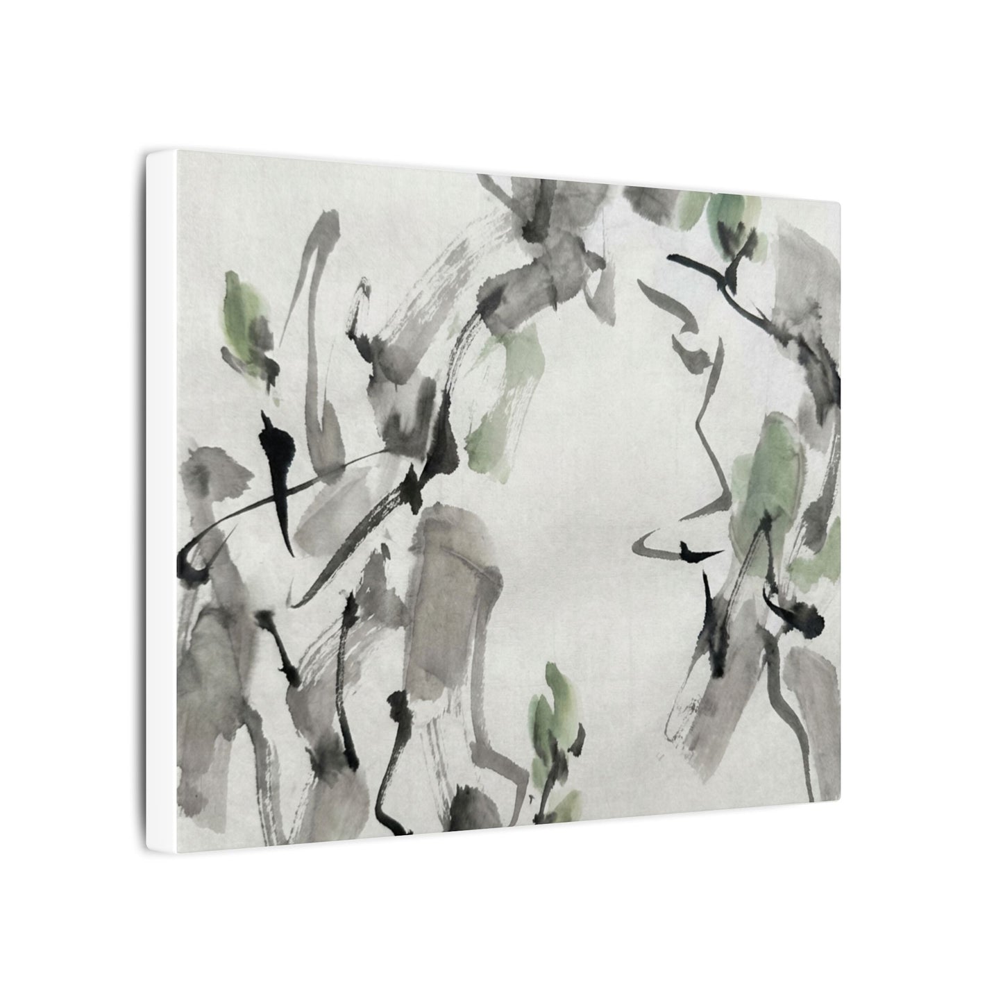 Zen Ink Brushstroke in Overcast | Sumi E Canvas Art