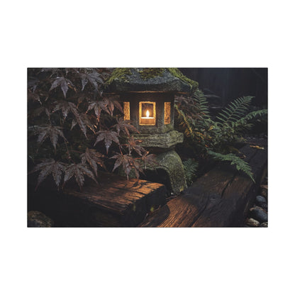 Moody Moonlit Garden Canvas Art - Shadow Zen Dark Japandi