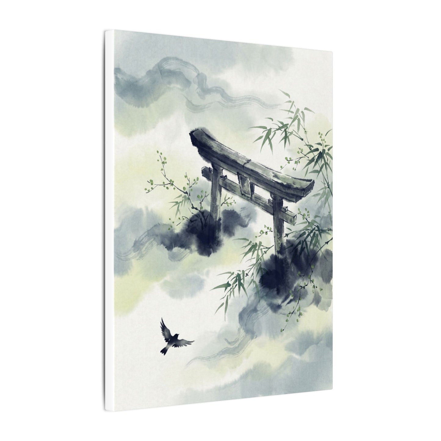 Torii Gate Sumi E Canvas Art | Serene Zen Art