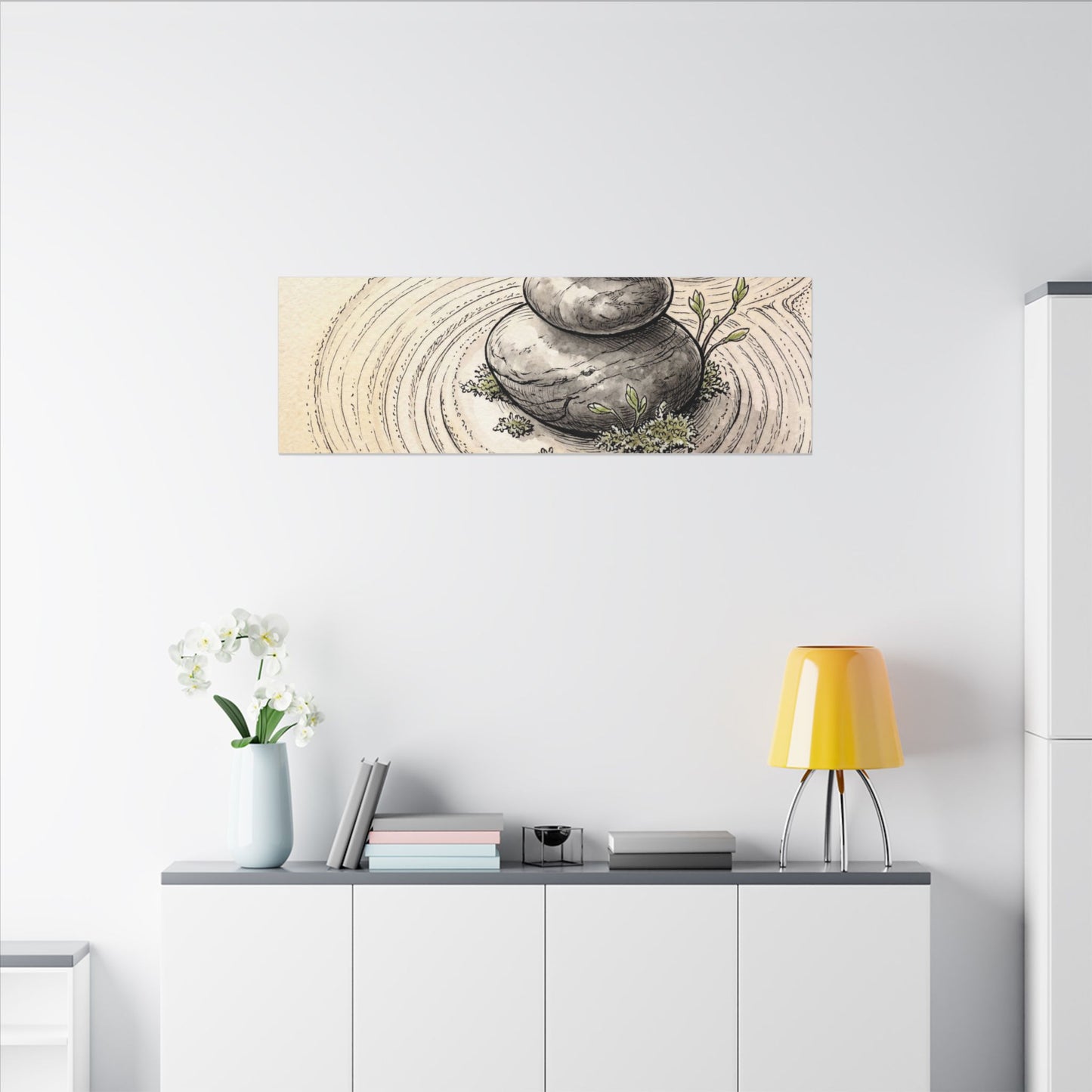 River Stones Spring Canvas Art | Zen Serene Design