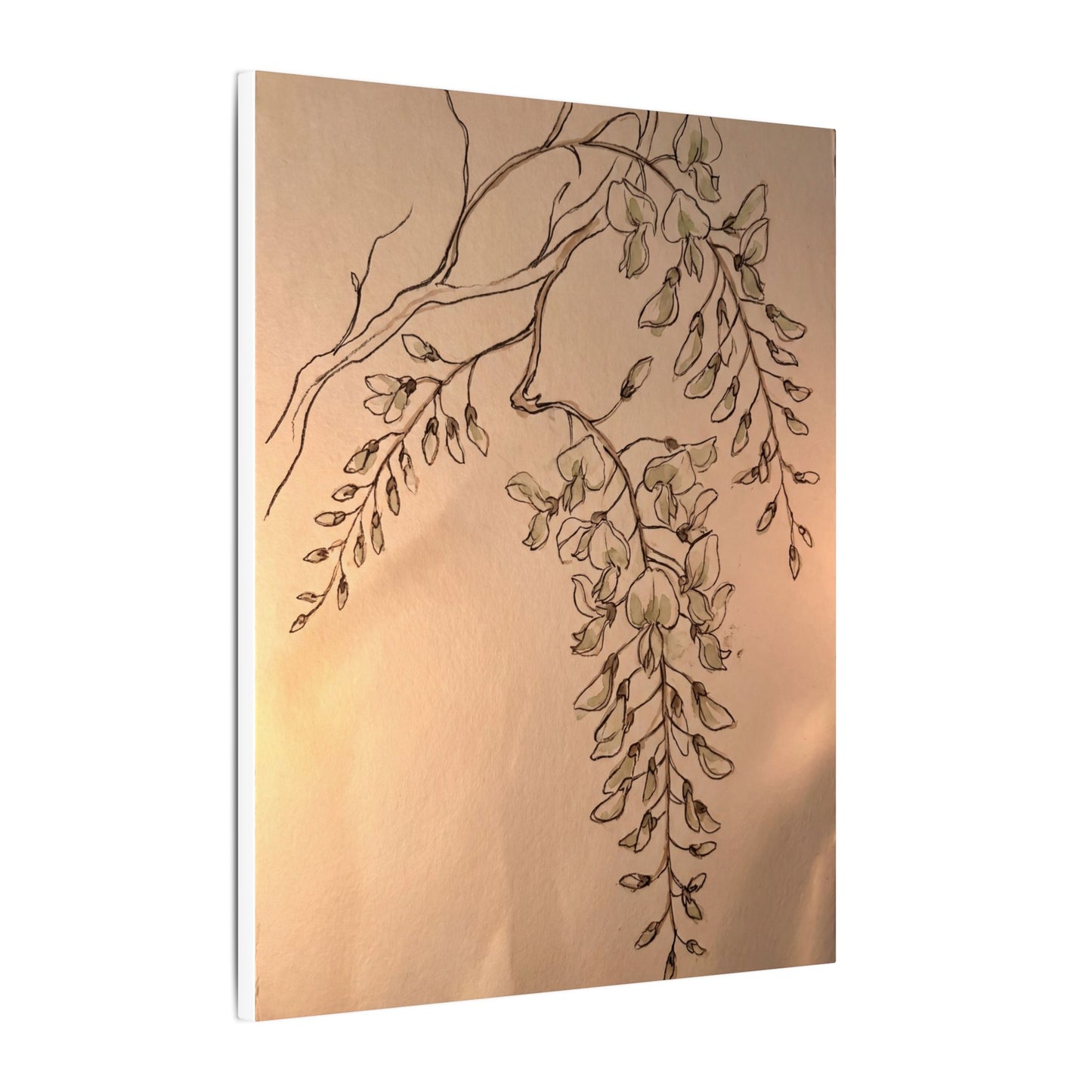 Japandi Wisteria in Candlelight | Minimal Line Canvas Art