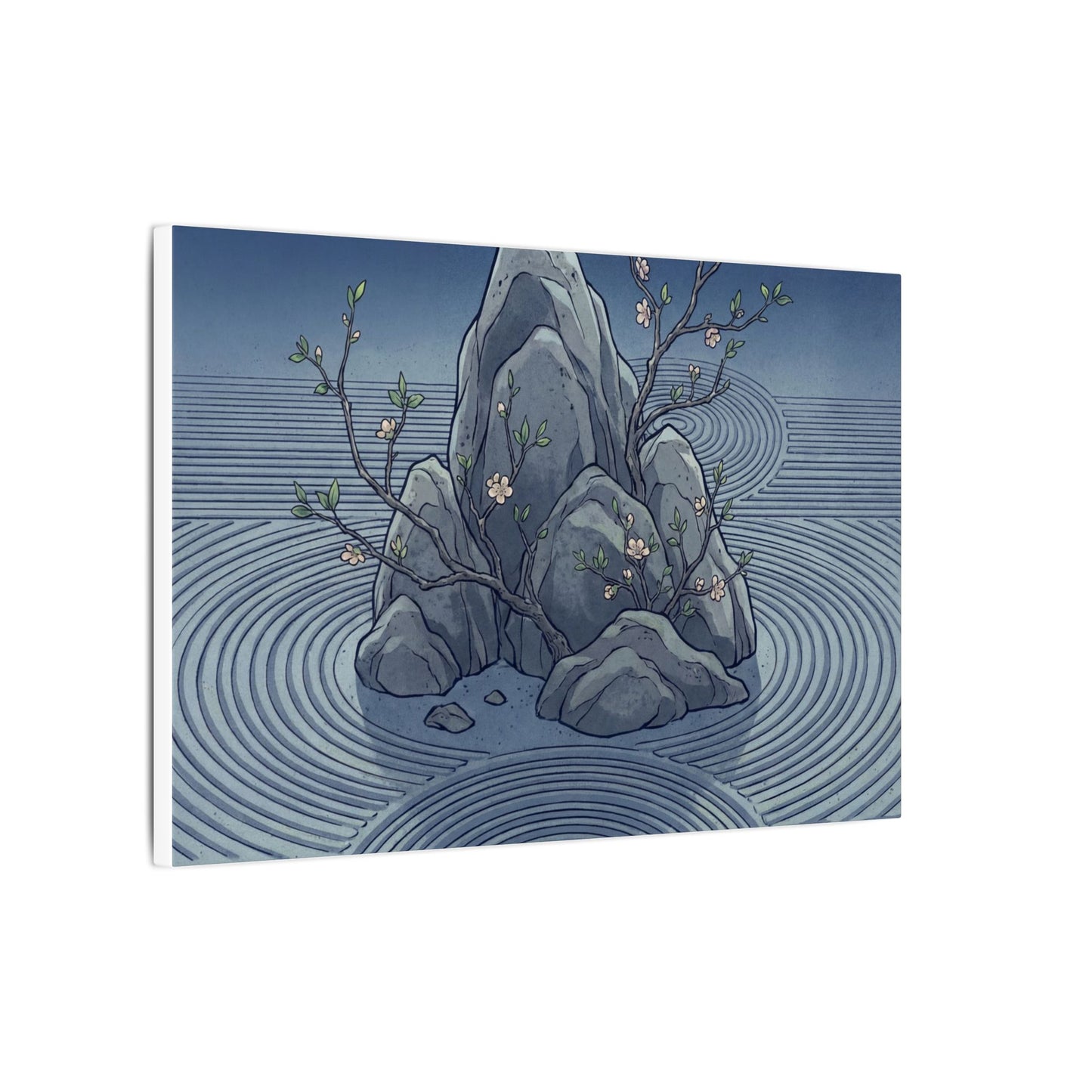 Spring Rock Garden Ukiyo E Inspired Canvas Art | Tranquil Decor