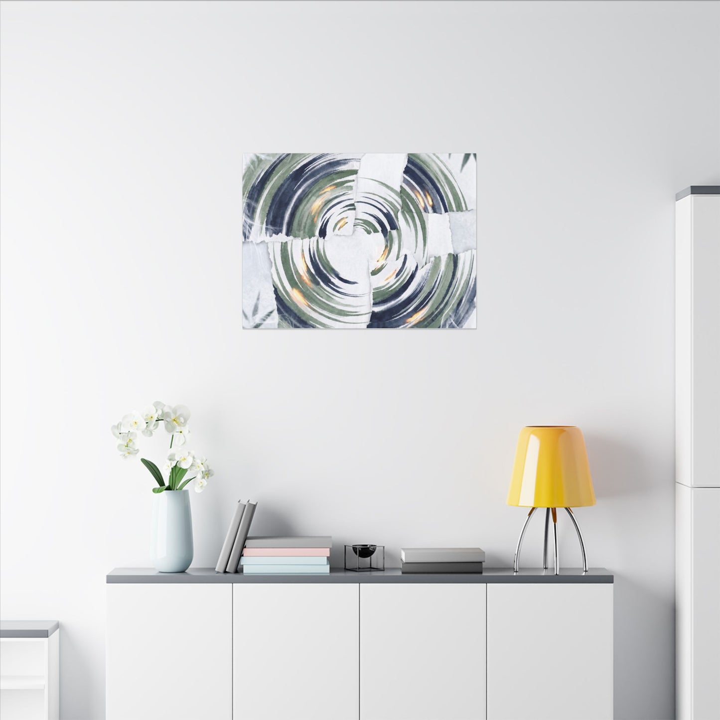 Winter Water Ripple Sumi E Canvas Art | Peaceful Decor