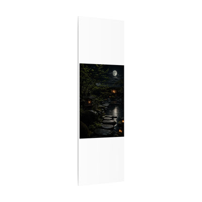 Moonlit Garden Shadow Zen Canvas Art | Sophisticated Dark Japandi Art