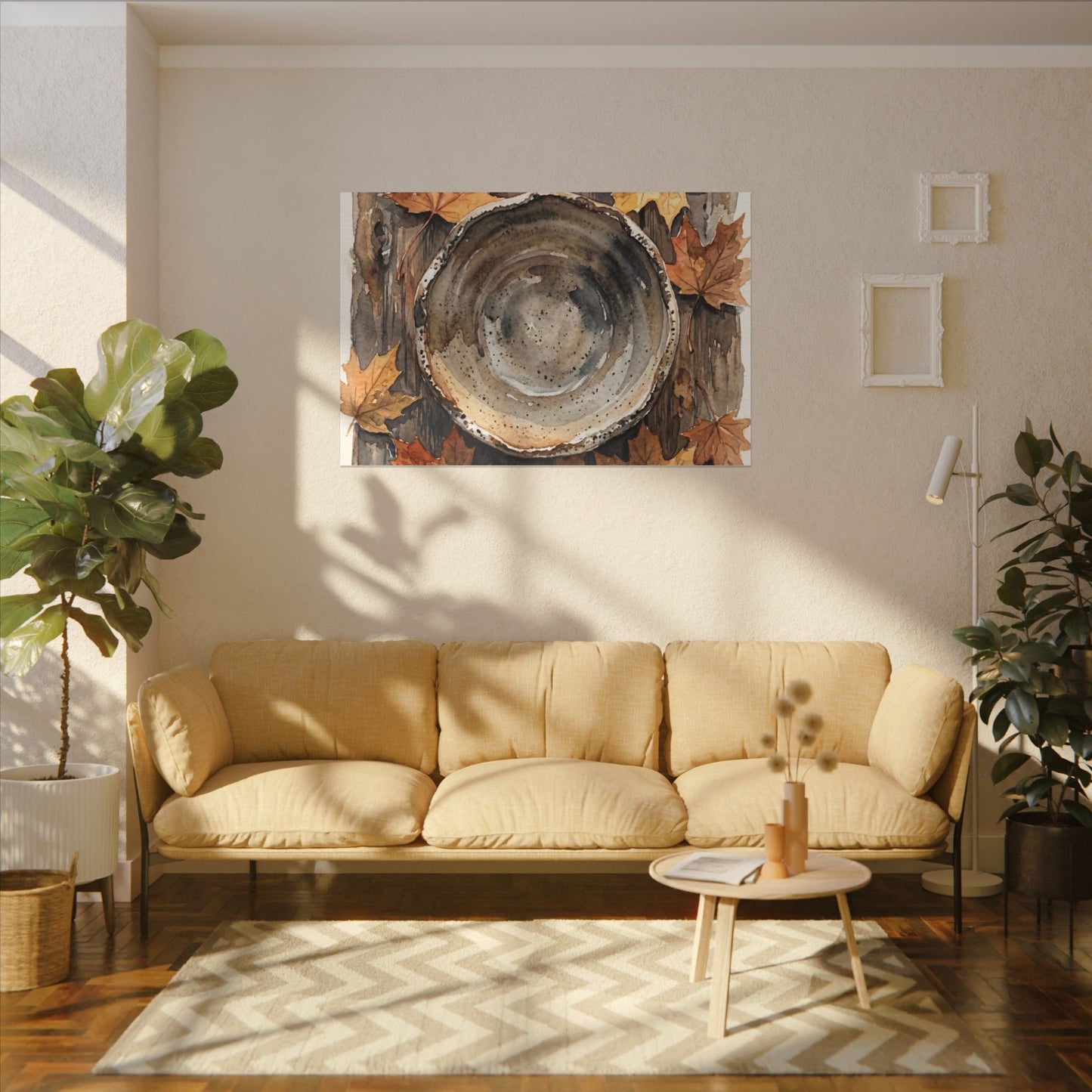 Ma Ceramic Bowl Canvas Art - Japandi Watercolor