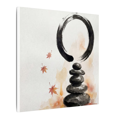 River Stones Canvas Art | Autumn Zen Enso Art