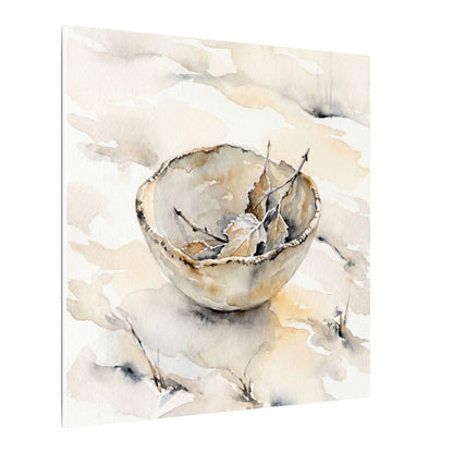 Ceramic Bowl Canvas Art | Winter Japandi Watercolor Art