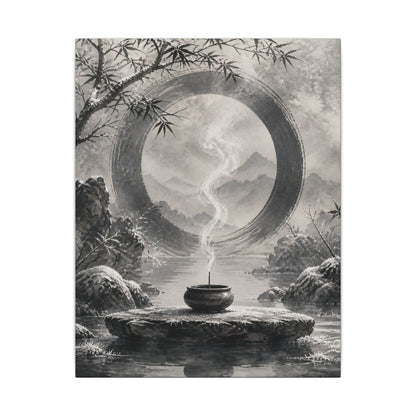 Incense Smoke Canvas Art | Winter Zen Sumi E Art