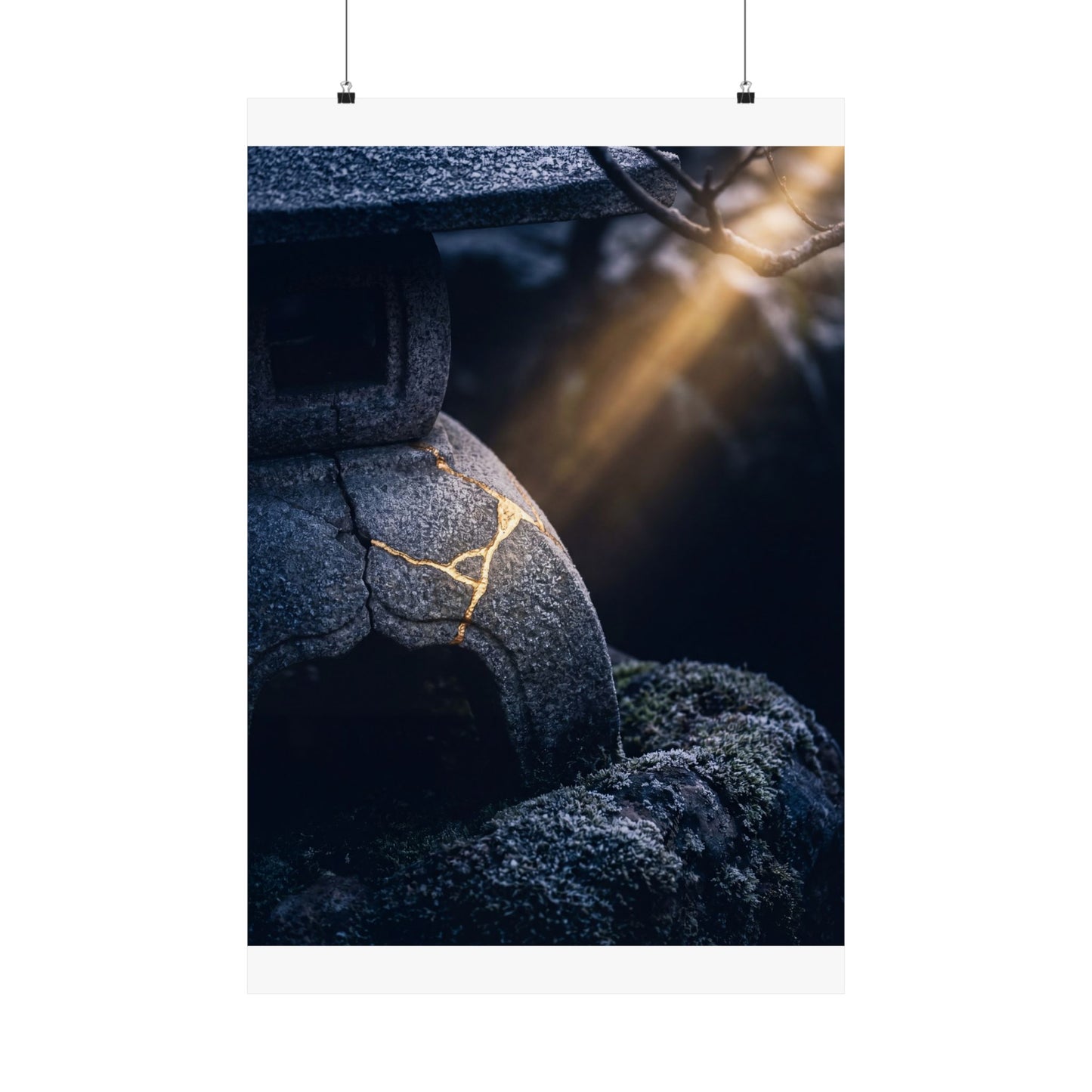 Moonlit Garden Winter Wall Art Print | Kintsugi Artful Design