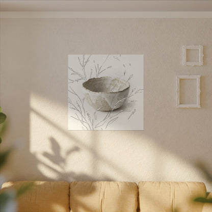 Neutral Ceramic Bowl Canvas Art - Minimal Line Japandi