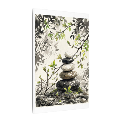 Spring River Stones Japanese Pattern Canvas Art | Elegant Decor