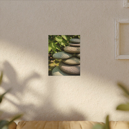 River Stones Summer Canvas Art | Japandi Earthy Design
