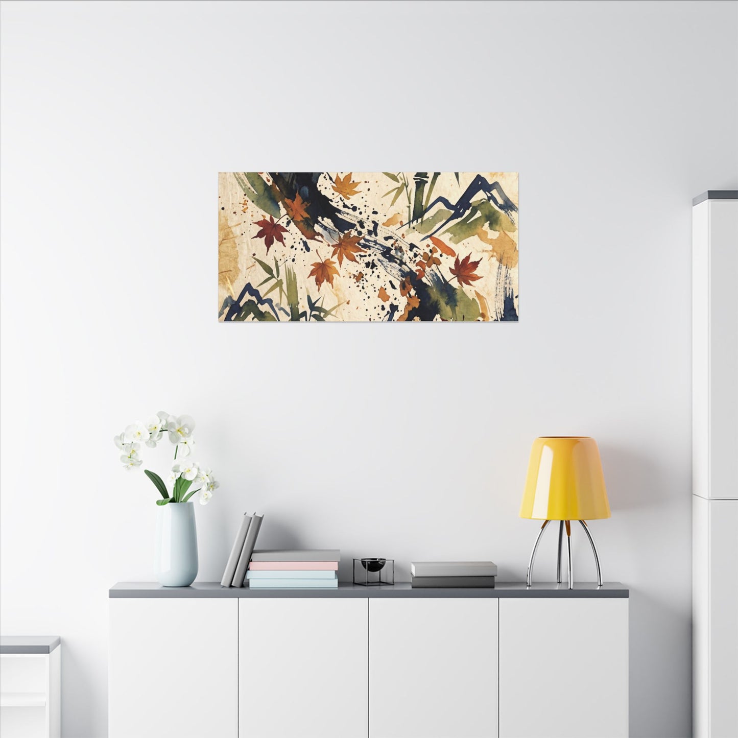 Golden Hour Ink Brushstroke Canvas Art - Zen Shibui