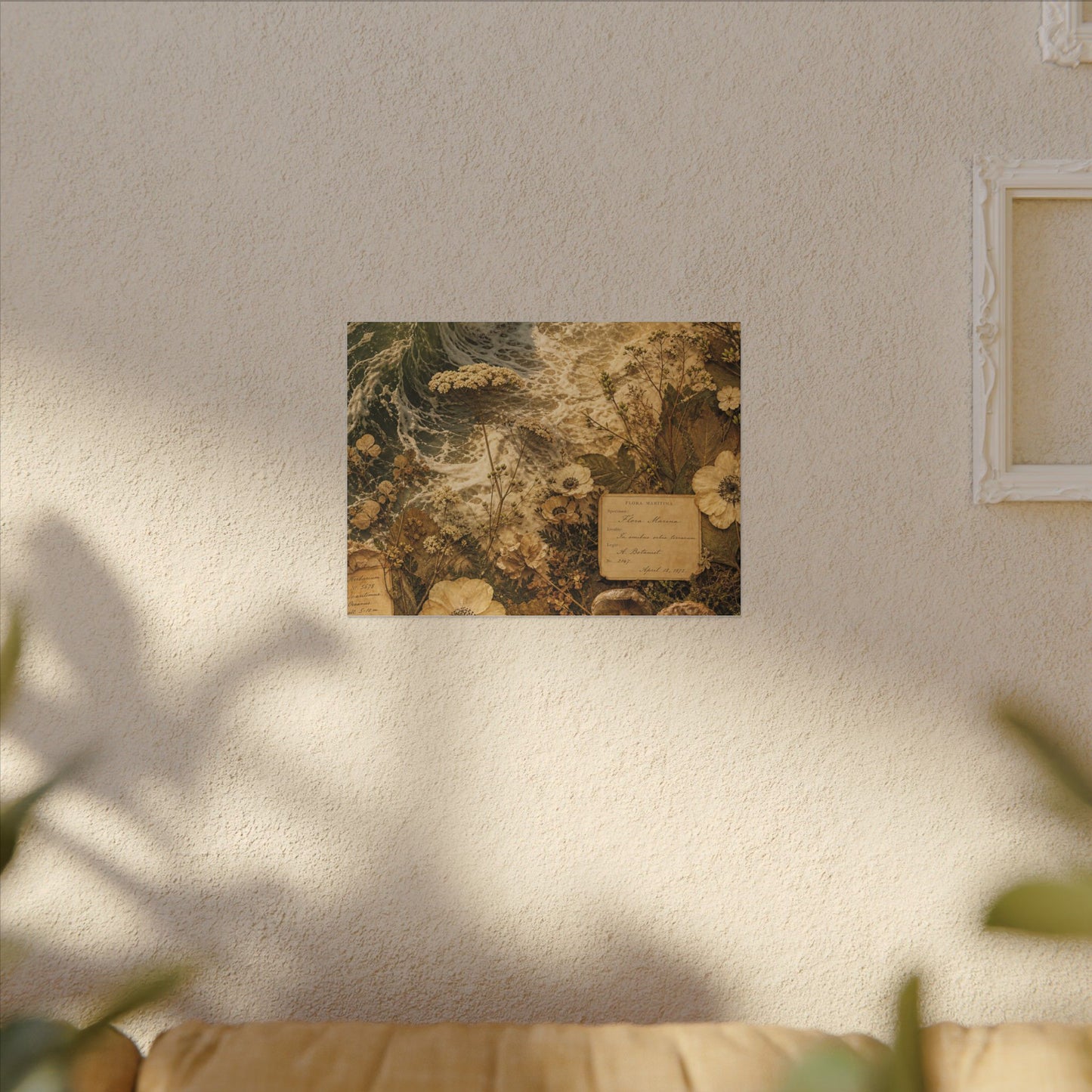 Spring Ocean Wave Herbarium Canvas Art | Nostalgic Decor