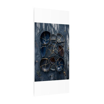 Dark Japandi Broken Pottery in Dappled | Shadow Zen Canvas Art