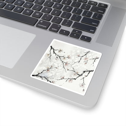 Cherry Blossom Watercolor Sticker | Warm Japandi Art Art Print