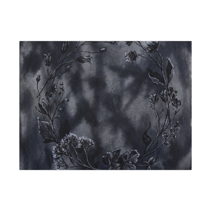 Dried Flowers Canvas Art | Winter Dark Japandi Shadow Zen Art Art Print