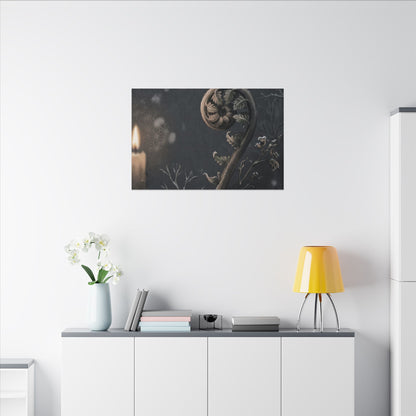 Candlelight Fern Unfurling Canvas Art - Japandi Ma