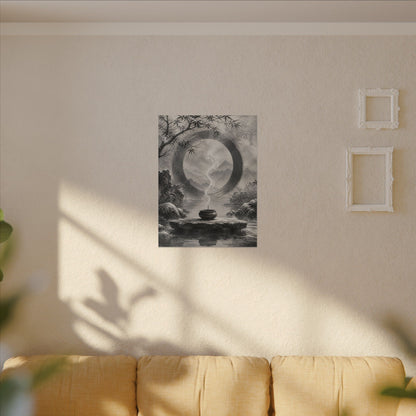 Incense Smoke Canvas Art | Winter Zen Sumi E Art